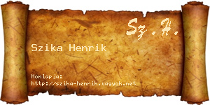 Szika Henrik névjegykártya